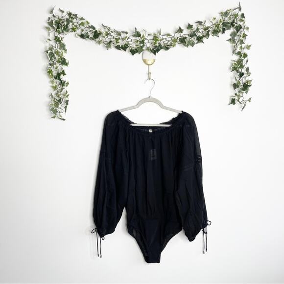 FREE PEOPLE Solid Sundown Bodysuit in Black Small NWT - Picture 2 of 8